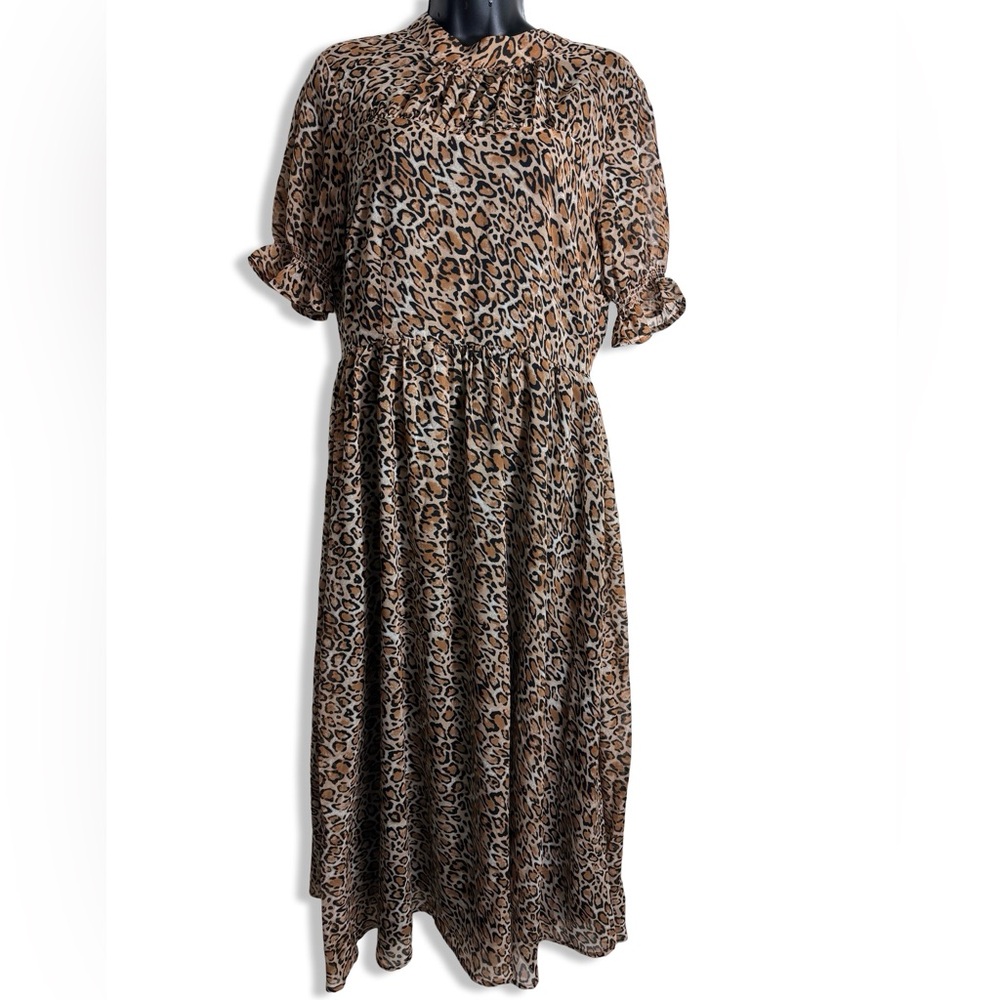 Y.A.S Women's Semi-Sheer "Laura" Leopard Print Dress, NWT